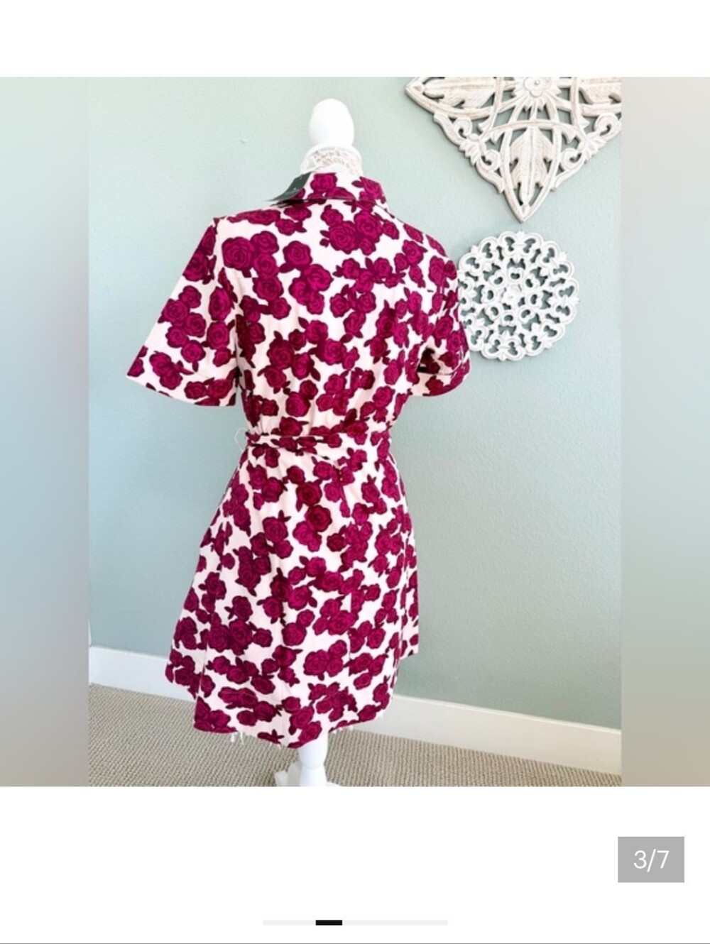kate spade Dress with Fuchsia Rose Print And Matching Top L - Picture 2 of 4